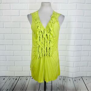 10/$25🦋 Grace Elements Lime Green Ruffle Front Tank - Size Large